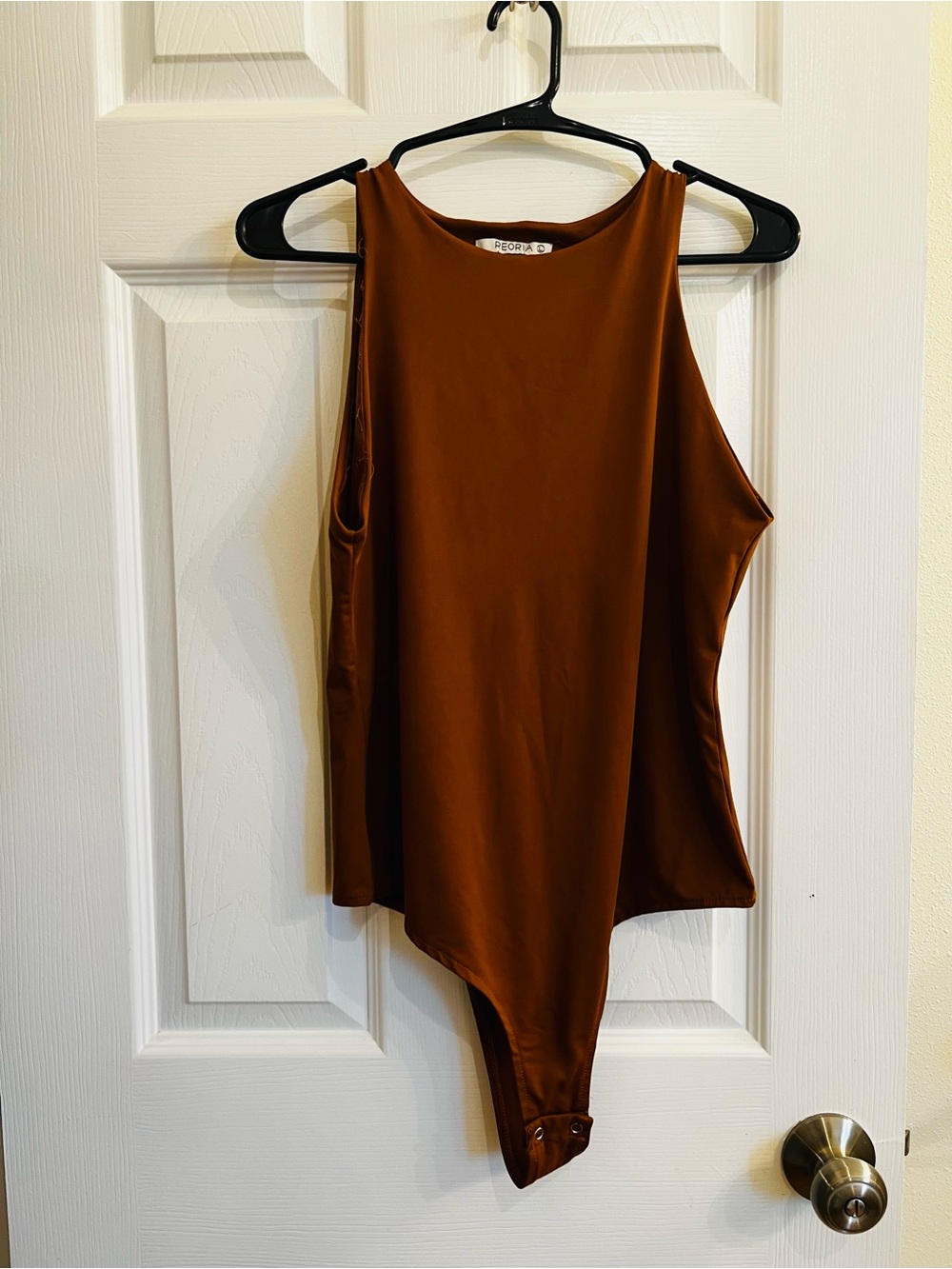 ReoRia Brown Sleeveless Asymmetric Bodysuit